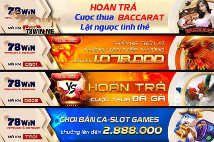 78win đang có nhiều khuyến mãi hấp dẫn cho người chơi baccarat